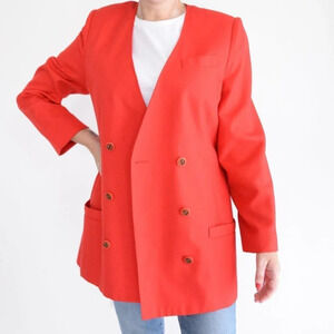 Vintage Braemar by Jeremy Scott Red Double Breasted Long Blazer